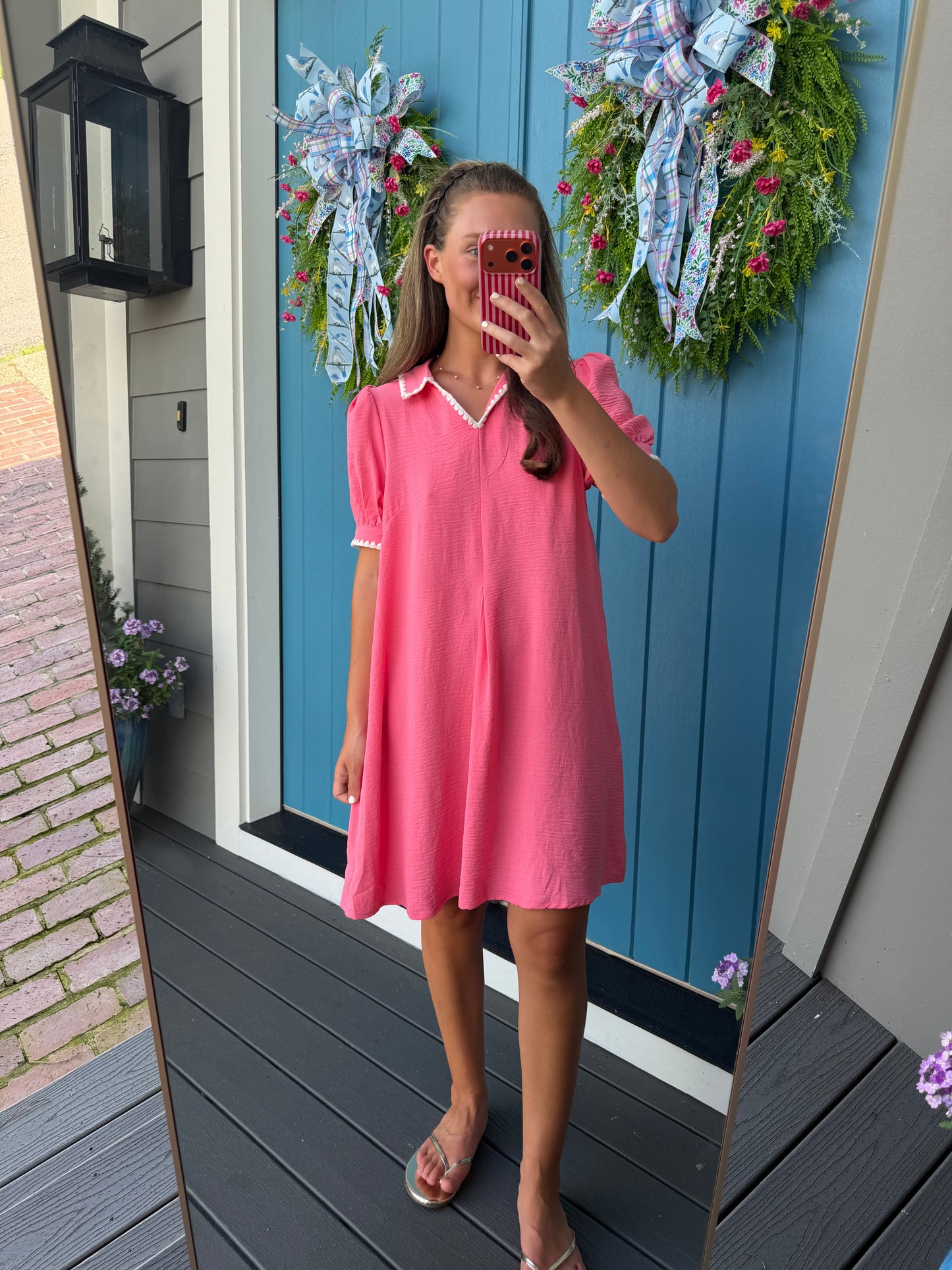 Coral Collared Dress
