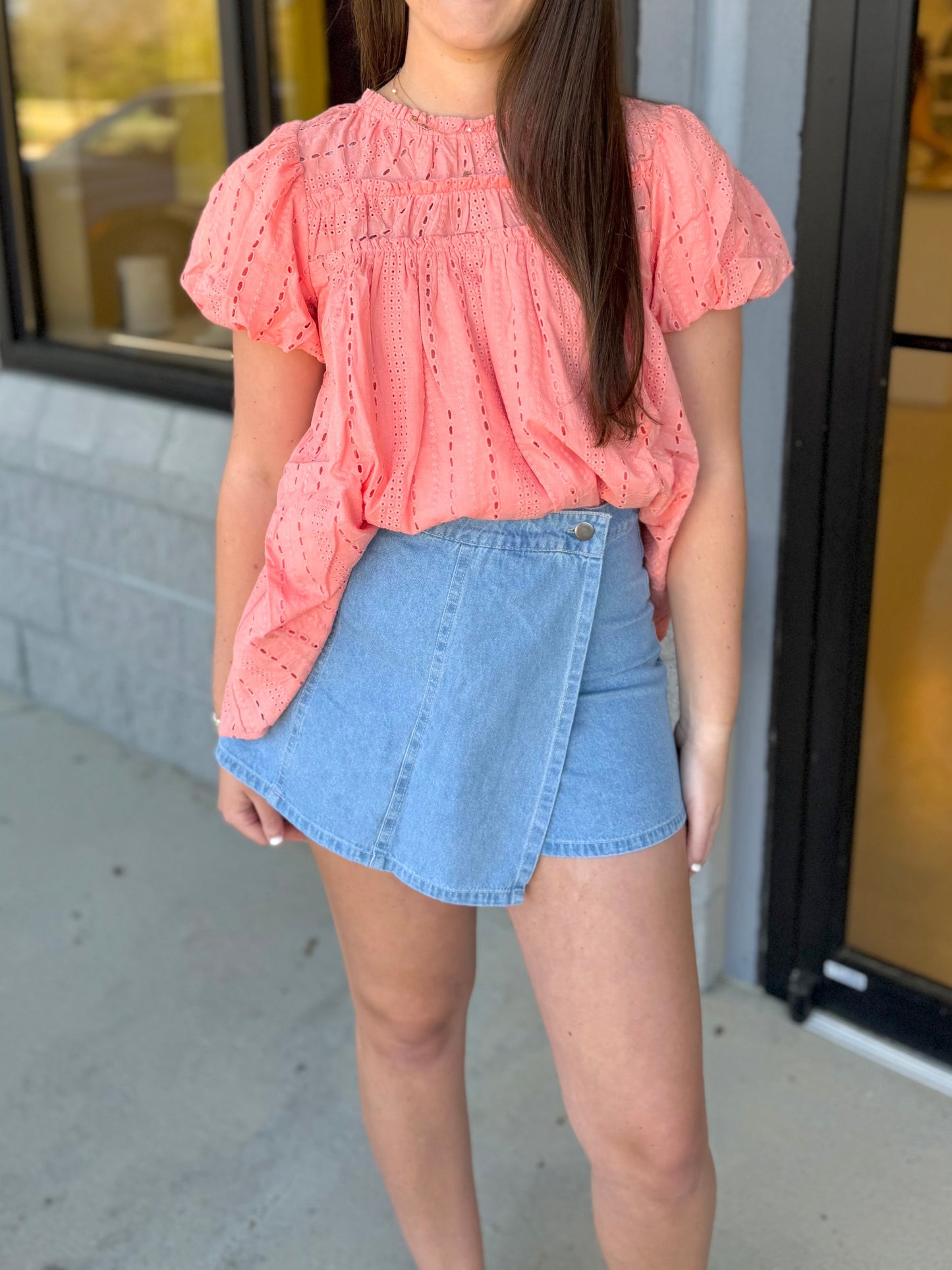 Light Denim Wrap Skort