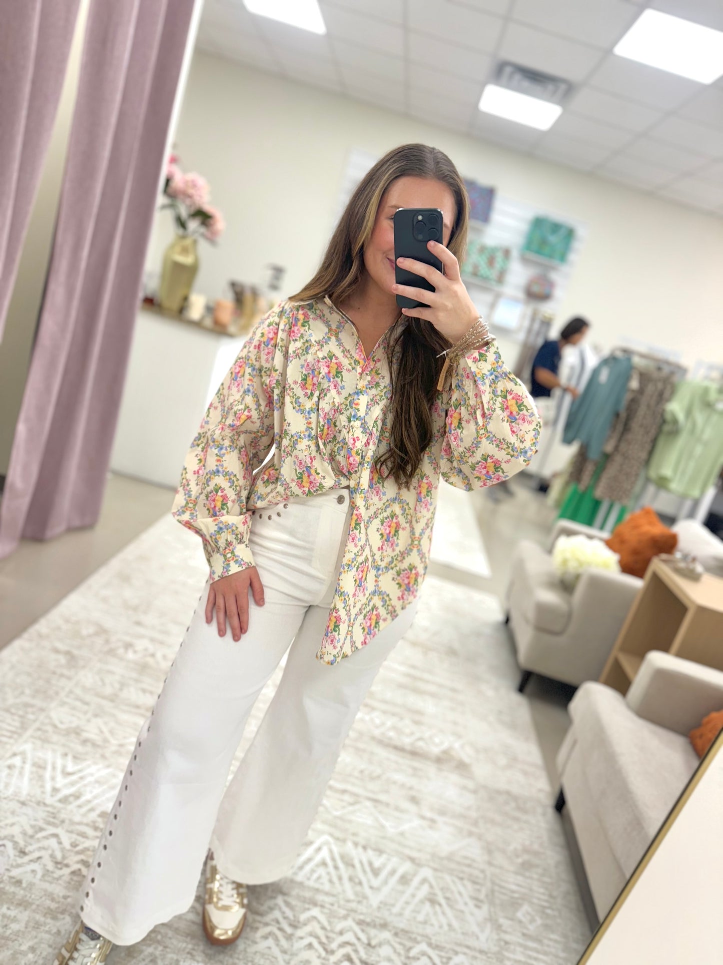 Floral Mix Button Down Top