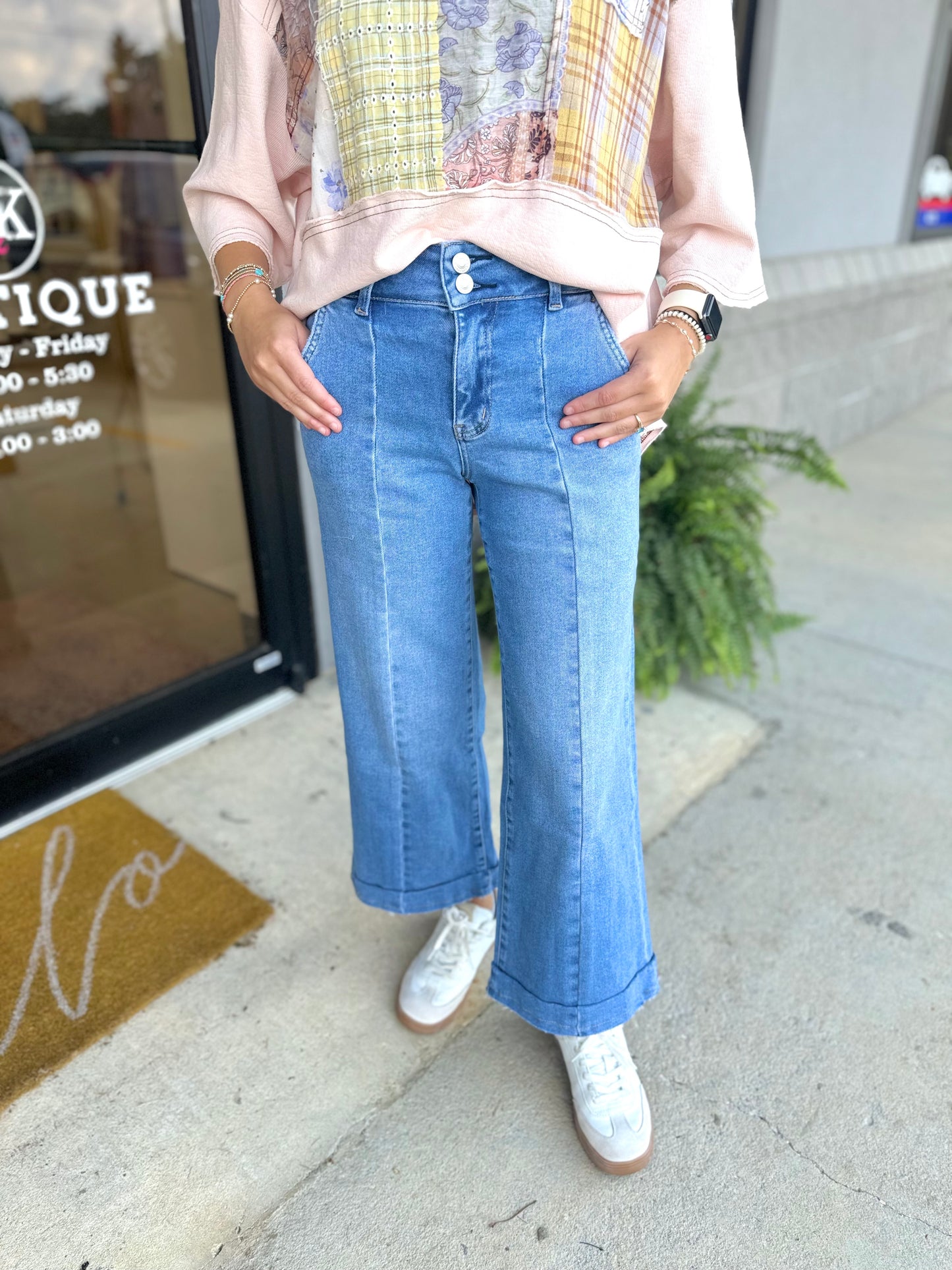 High Rise Seamed Wide Leg Jean