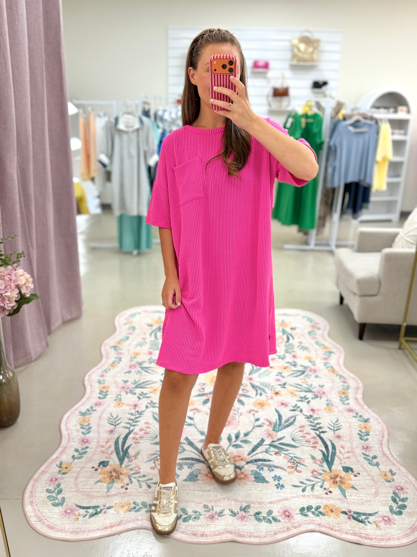 Fuchsia Ribbed Everyday Dress