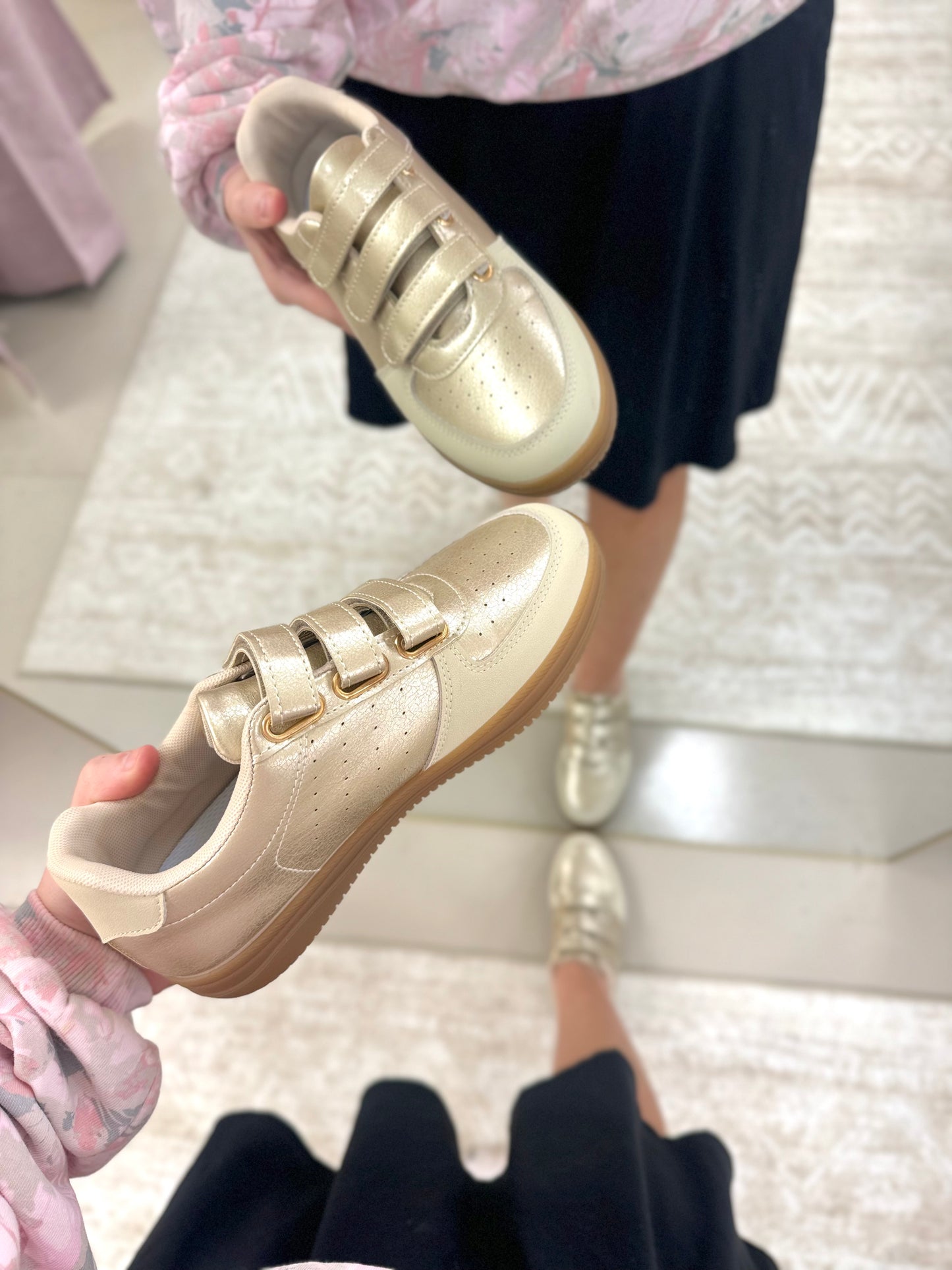 Muted Gold Velcro Sneakers