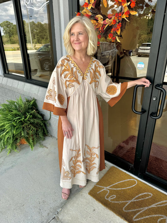 Vintage Embroidery Maxi Dress