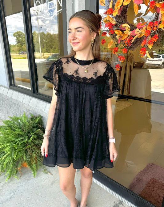 Dainty Black Lace Mini Dress