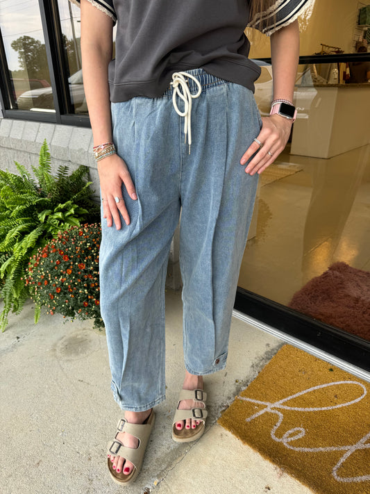 Denim Barrel Fit Pants