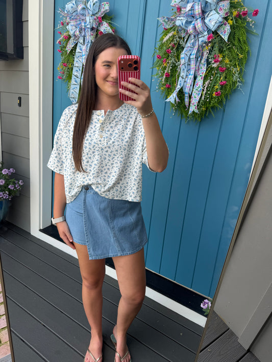 Ditsy Blue Floral Top