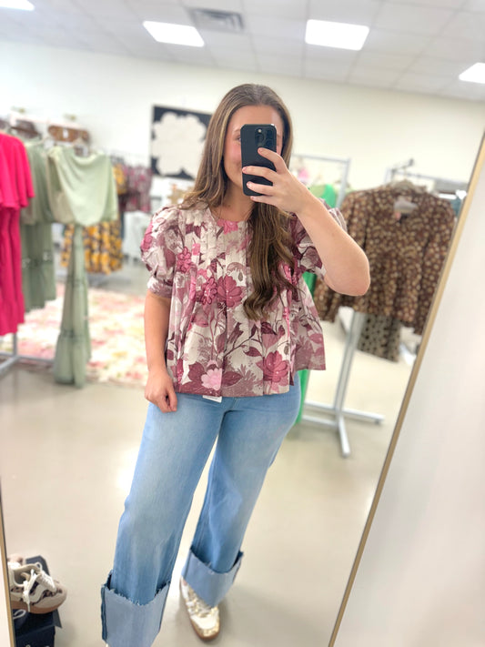 Rose Floral Mix Top