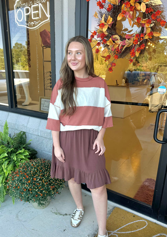 Rust Colorblock Oversized Tee
